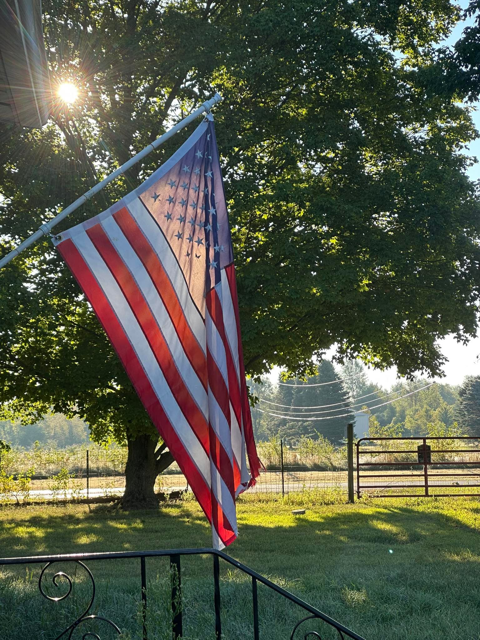 American flag on farm property at Lifestyle Family Farms